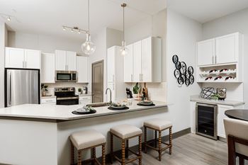 Built-in wet bar with wine storage and wine cooler